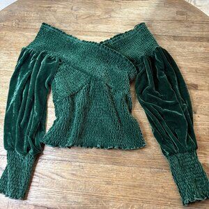 BB Dakota by Steve Madden Smocked Green Velvet top size M